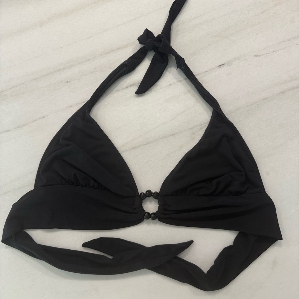 Robin Piccone Black Halter Bikini Top | Size Medium